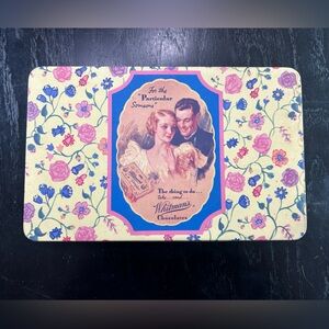 Retro inspired 1992 Whitman's Floral Chocolate Tin- with hinge lid- rusting wear